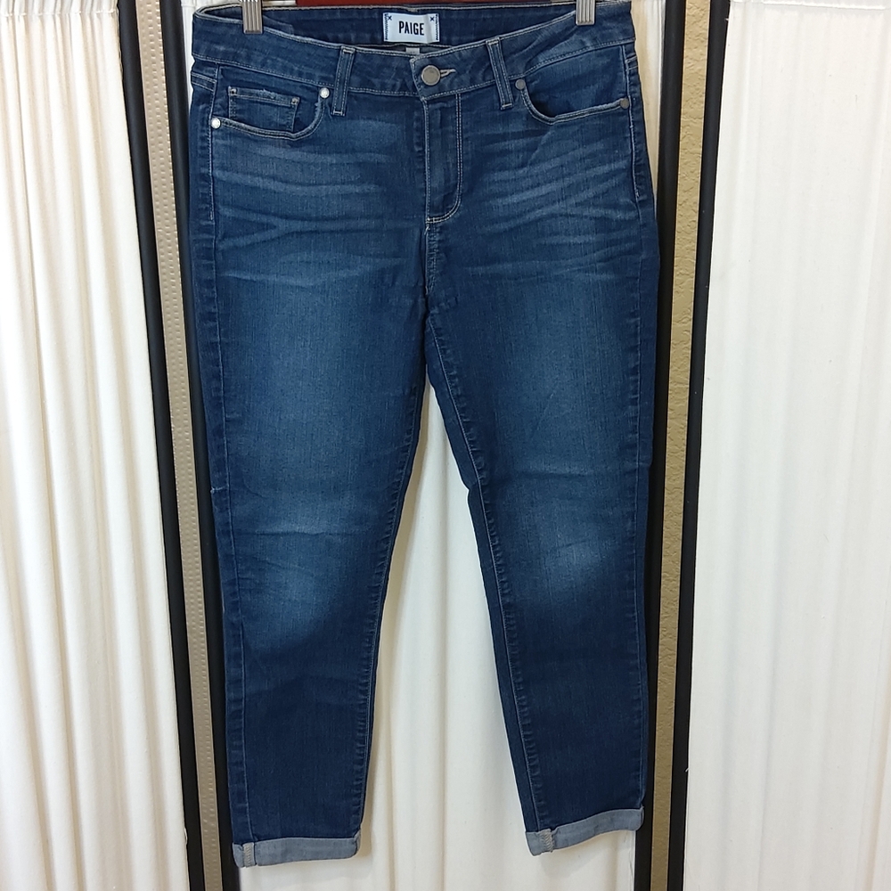 Paige Kylie Crop Jeans Dark Blue, Rolled Ankle, Size 31
